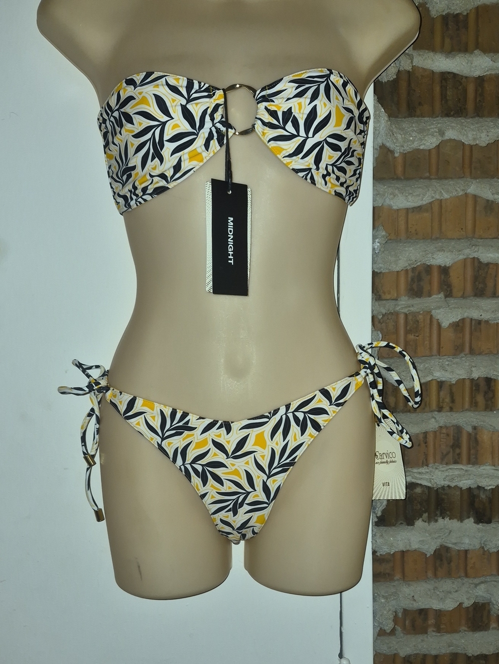 Carvico Vita Midnight Thong Bandeau Top Bikini Set NWT NEW M Medium